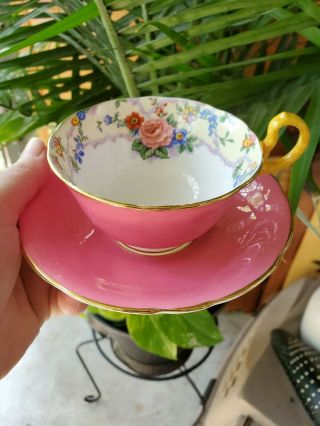 Rare Hot Pink Aynsley Teacup And Saucer Aynsley Tea Cup And Saucer Rose Trim