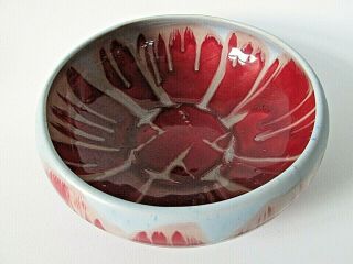 Vintage Belgium Red Bowl Drip Glaze Art Pottery Ox Blood Art Abstract Mcm