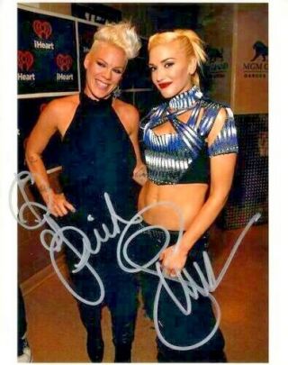 Gwen Stefani & Pink Signed 8x10 Photo With