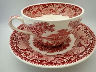 Vintage Masons China Pink Vista Joker Large Tea Cup & Saucer Scrace