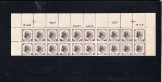 Scott 832,  $1 Stamp Woodrow Wilson Plate Block Of 20 Mnh Og