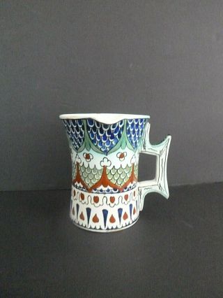 Vintage Cantagalli Hand Painted Pitcher Spouted Mug Rooster Mark Itay Pottery