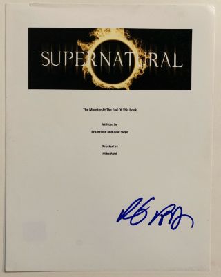 Actor Rob Benedict Autographed Supernatural 8.  5x11 Script Cover Hand Signed