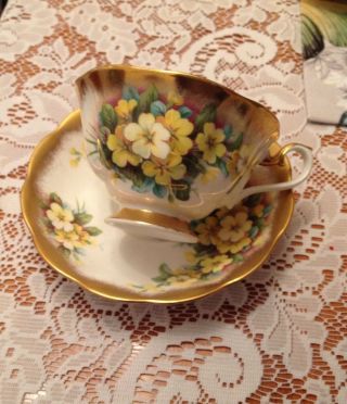 Royal Albert Yellow Floral With Gold Tea Cup And Saucer Treasure Chest Series