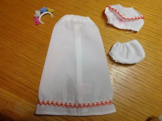 Vintage Barbie Francie Sized White Skirt Crop Top Panties Outfit Hong Kong