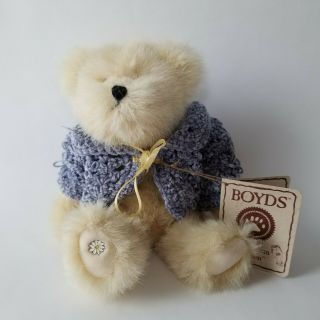 Boyds Bears Gerbie Daisydew 8” Plush Bear Blue Knit Sweater Teddy