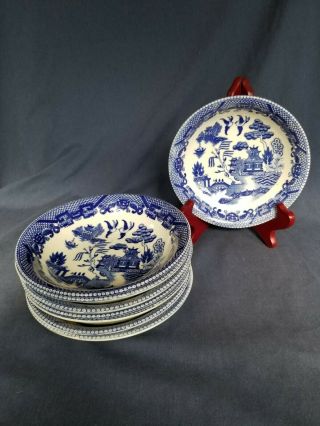 Set Of 8 Vintage Blue Willow Japan Fruit Dessert Berry Bowls - 6 "