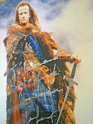 Great Hand Signed Photo Of Christopher Lambert - As " The Highlander " - Cult Film -