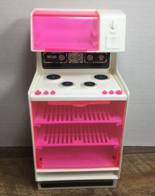 Vintage 1978 Barbie Dream House Kitchen Pink Stove/oven Microwave