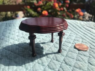 Vintage Dollhouse Miniatures Oval Cherry Wood Coffee Table