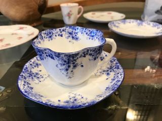 Shelley Dainty Blue Teacup And Saucer - Vibrant Blue