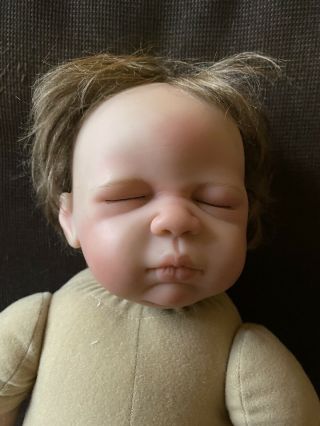 Realistic 2004 16” Das Puppen Kunstarchiv Infant Baby Doll Brown Hair 489signed