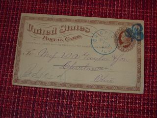 1873 US POSTAL CARD BLUE FANCY CHICAGO CANCEL POST MARK MAY 4TH 1874 2