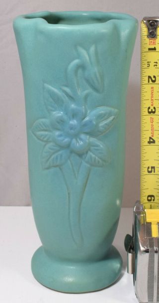 Vintage Van Briggle Co Art Pottery Ming Blue Columbine? Flower 8.  5 " Vase