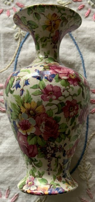 Vintage Royal Winton Grimwades Summertime Flower Bud Vase Gold Trim