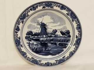 Vintage Blauw Delft Distee Handpainted Plate Made In Holland