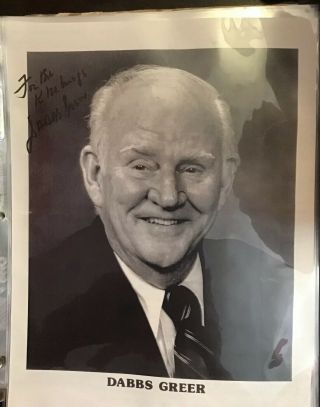 Dabbs Greer Autographed 8 X 10 Rare Photo Andy Griffith/perry Mason