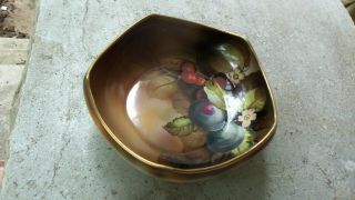 Antique Hand Painted Nippon Porcelain Art Deco Cherry Blossom Footed Bowl Fruit