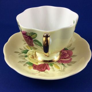 Queen Anne Lady Sylvia Variation Light Yellow Bone China Tea Cup And Saucer 2
