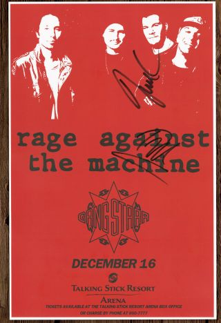 Rage Against The Machine Autographed Gig Poster Tim Commerford,  Tom Morello
