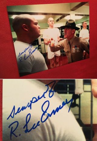 Authentic Autograph R Lee Ermey Signed Full Metal Jacket 8x10 Photo - 2 Proof Pics