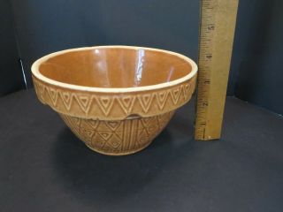 Mccoy Pottery Hearts And Triangles Brown Mixing Nesting Bowl 200 U.  S.  A Vguc