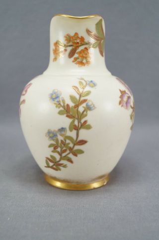 Royal Worcester Aesthetic Period Hand Painted Floral & Gold Ewer Pitcher C.  1889 2