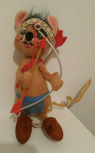 Vintage 1984 Annalee Mobilitee Thanksgivings Native American Boy Mouse