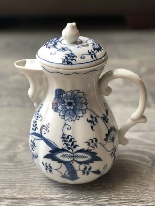 Vintage Blue Danube Japan 9 " Tall Coffee Pot W/ Lid Blue Onion White Porcelain