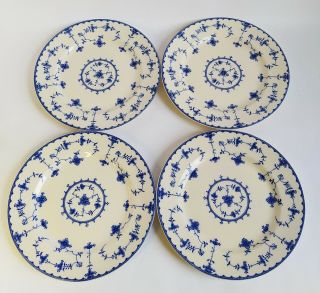 Set Of 4 10 " Blue Delft By Maruta Dinner Plates Japan Floral Blue Vintage