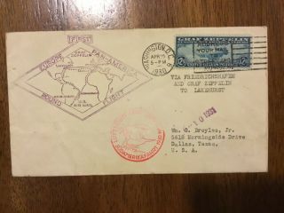 Us C15 $2.  60 Graf Zeppelin On Cover,  Europe/pan - America Round Flight Stamp