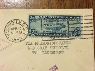 US C15 $2.  60 GRAF ZEPPELIN on cover,  Europe/Pan - America Round Flight stamp 2