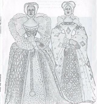14 " Queen Elizabeth/young Bess Cloth/soft Sculpture Art Doll Bustle Dress Pattern