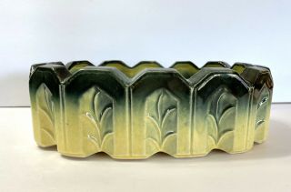 Vintage Mccoy Usa Pottery Green Yellow Ribbed Planter Bowl