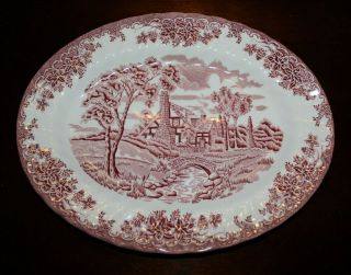 Churchill " The Brook " Pink 12 - 1/4 " Oval Platter (made In England) House Cottage