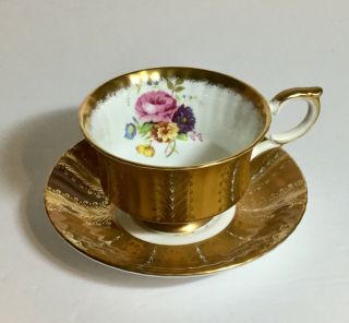Vintage Paragon Fine Bone China Dark Yellow Gold Tea Cup And Saucer Set
