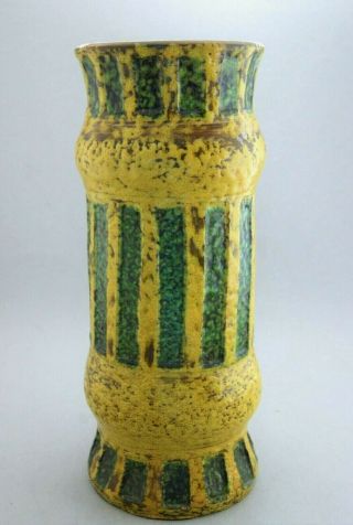 Vintage Rosenthal Netter Italian Pottery Green And Yellow Vase Mcm