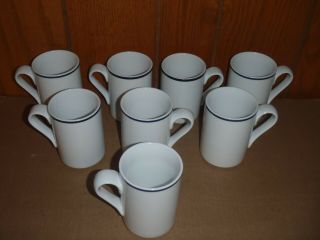 Set Of 8 Dansk Bistro Christianshavn Coffee Cups Mugs Blue