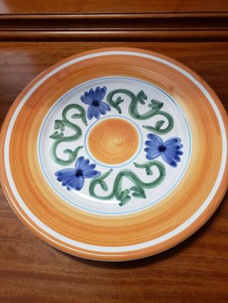 Williams Sonoma Hand Painted Plates 9.  5 " Italy Yellow Blue Green 4
