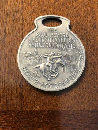 The Paul Revere Life Insurance Company Vintage Id Key Fob Tag Hamilton Ontario