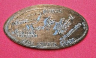 The Silver State Elongated Penny Nevada Usa Cent Bluebird Souvenir Coin
