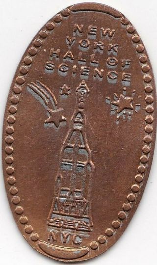 Elongated Souvenir Penny: York Hall Of Science Nyc Zinc 48a