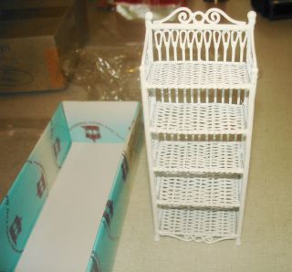 Dollhouse Miniature - Town Square - White Wire 5 Shelf Baker 