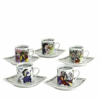 Cardew Design Snow White Tea Party Cup & Saucer (set Of 5)
