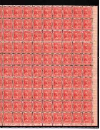 Us Sheet Scott 827,  22c Stamp Grover Cleveland Sheet Of 100 Mnh Og