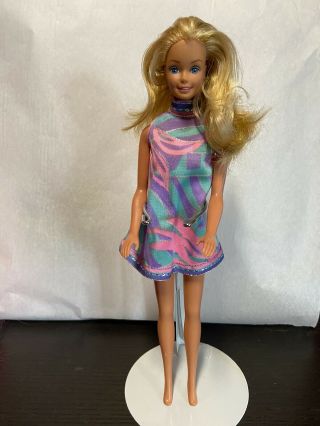 Vintage Barbie Doll Mattel 1960s Bendable Legs Blonde Hair Pink Dress
