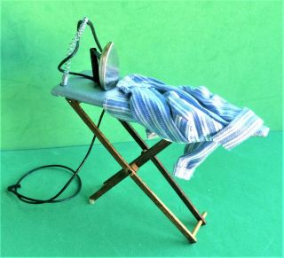 Dollhouse Miniature Ironing Board With Iron And Shirt 1:12 Scale