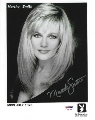 Martha Smith Signed 1973 Playboy Playmate Headshot 8x10 Photo Psa/dna Auto 