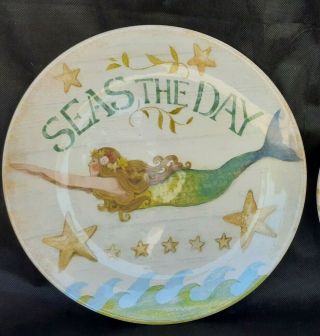 (2) Seas The Day Susan Winget 11” Dinner Plates Certified International Mermaid