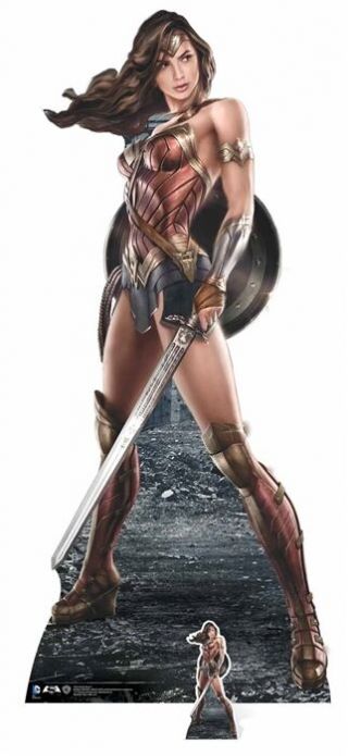 Wonder Woman With Shield Lifesize And Mini Cardboard Cutout / Standup / Standee